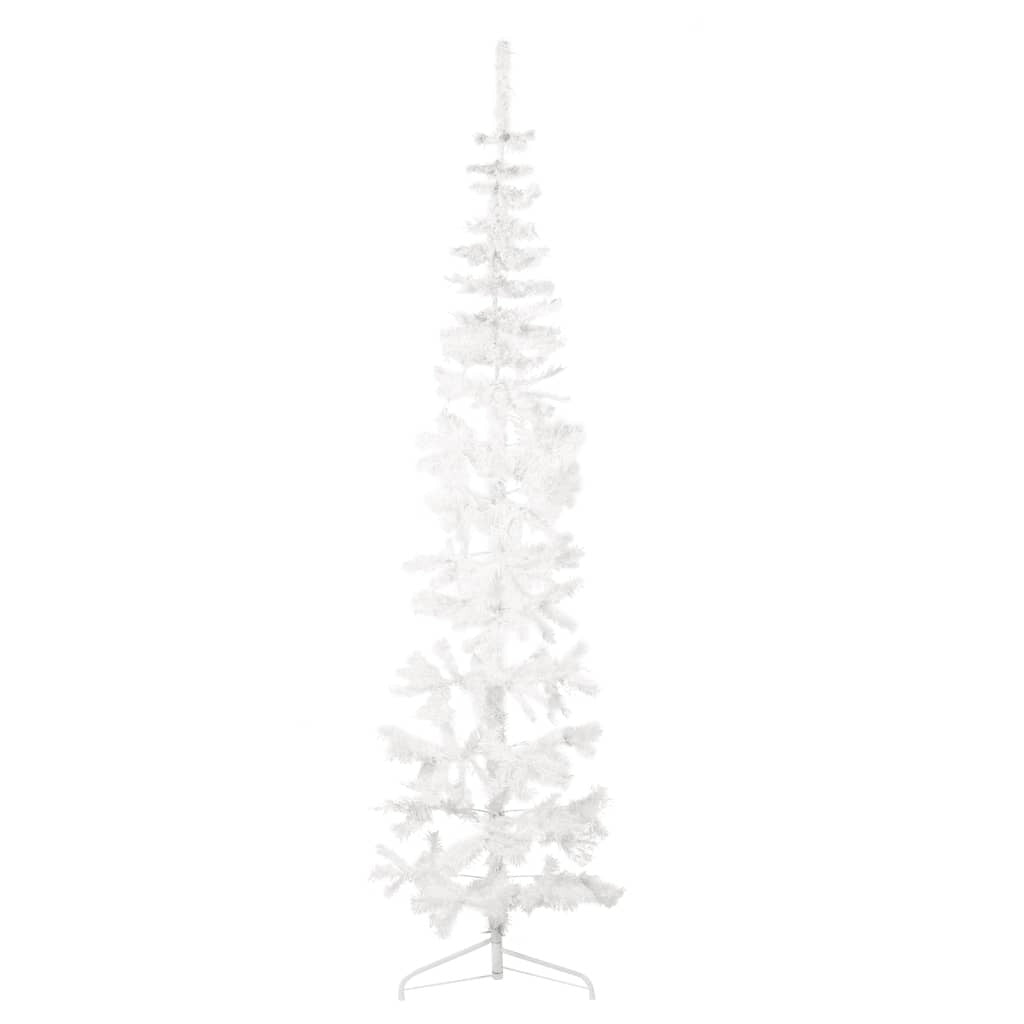 vidaXL Slim Artificial Half Christmas Tree with Stand White 210 cm