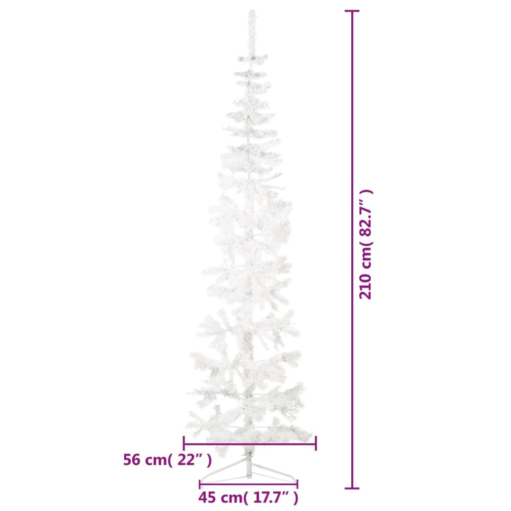 vidaXL Slim Artificial Half Christmas Tree with Stand White 210 cm