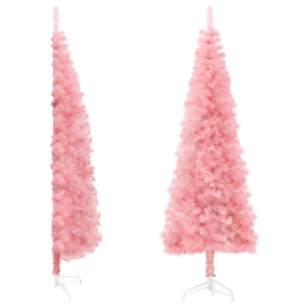 vidaXL Slim Artificial Half Christmas Tree with Stand Pink 120 cm