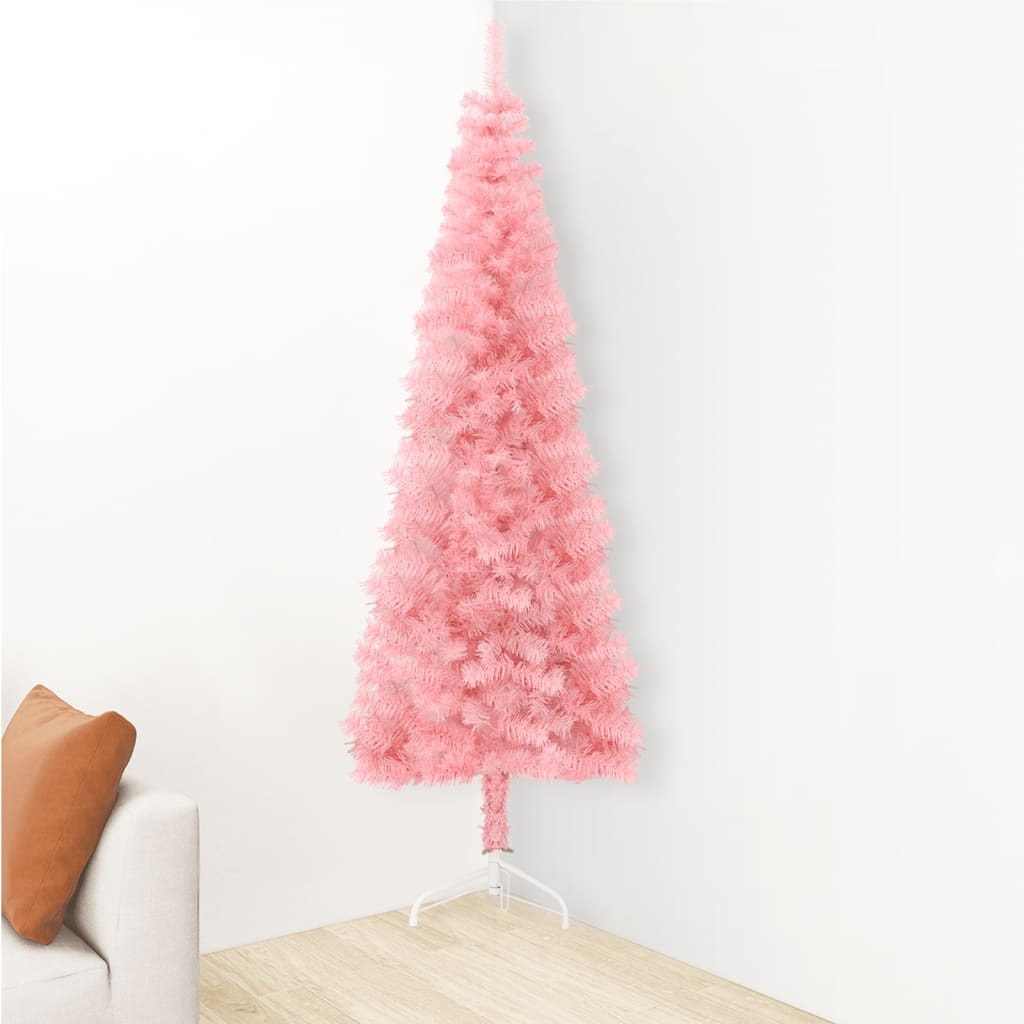 vidaXL Slim Artificial Half Christmas Tree with Stand Pink 120 cm