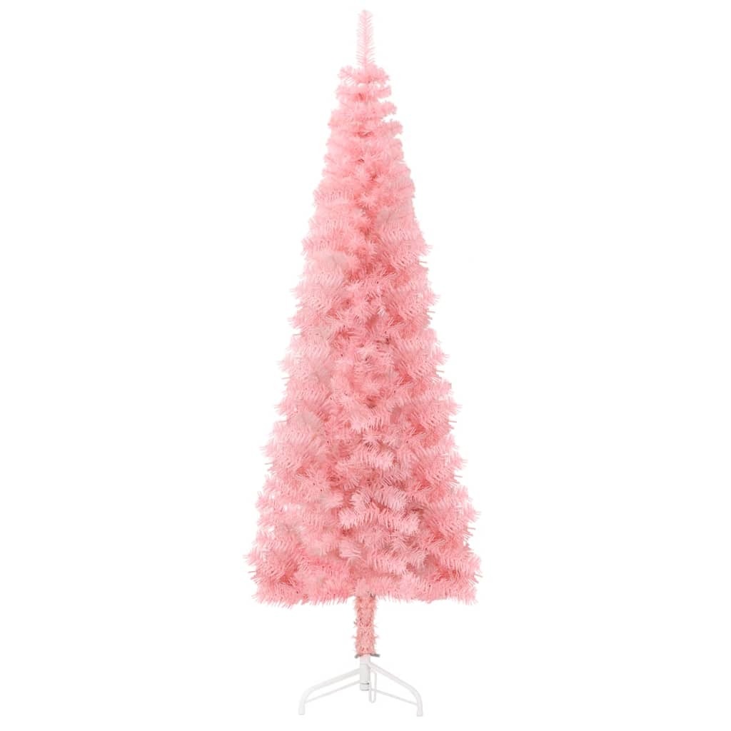 vidaXL Slim Artificial Half Christmas Tree with Stand Pink 120 cm