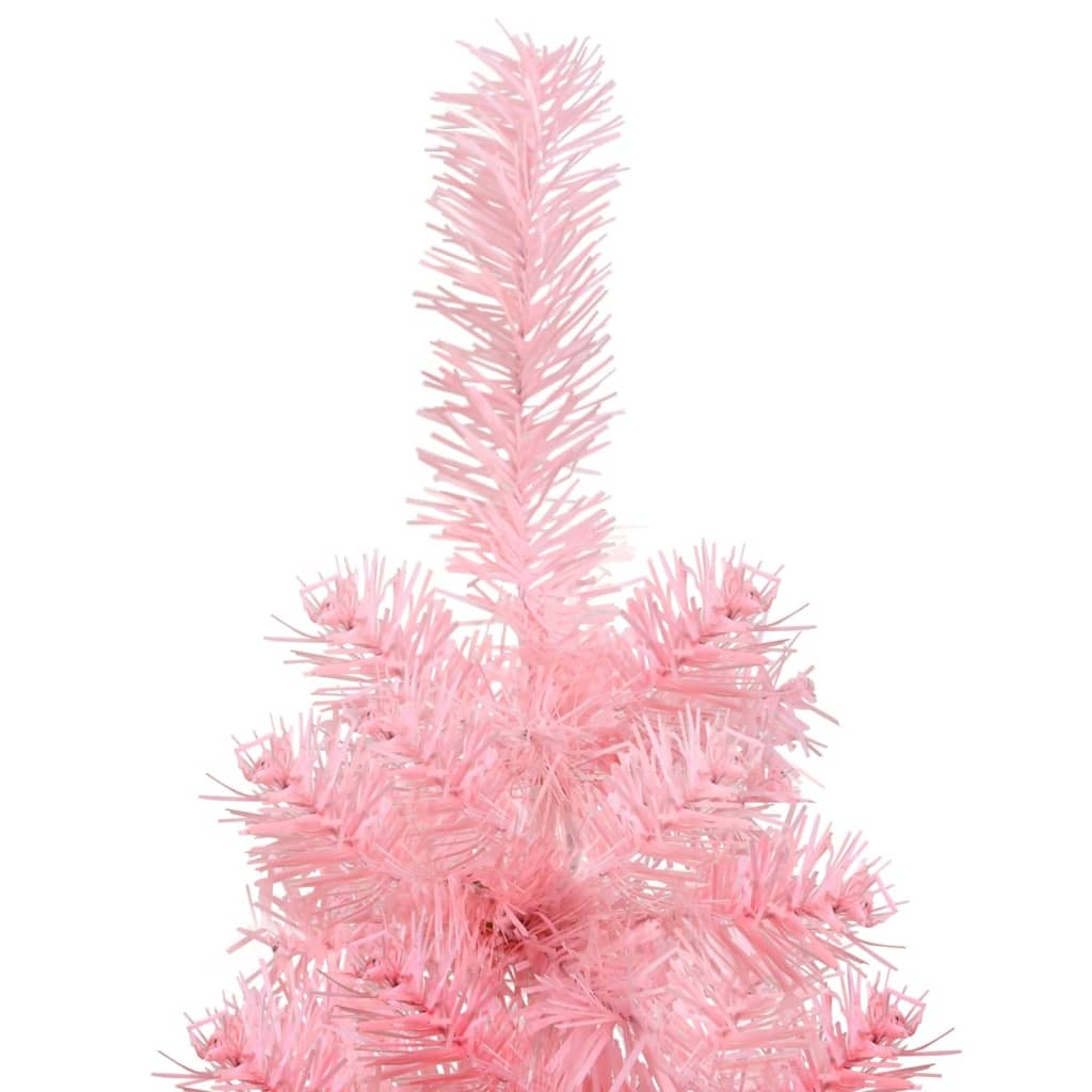 vidaXL Slim Artificial Half Christmas Tree with Stand Pink 120 cm