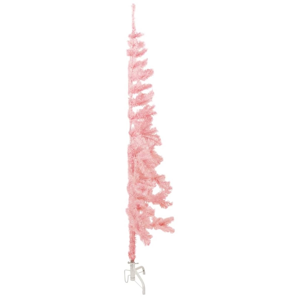 vidaXL Slim Artificial Half Christmas Tree with Stand Pink 150 cm