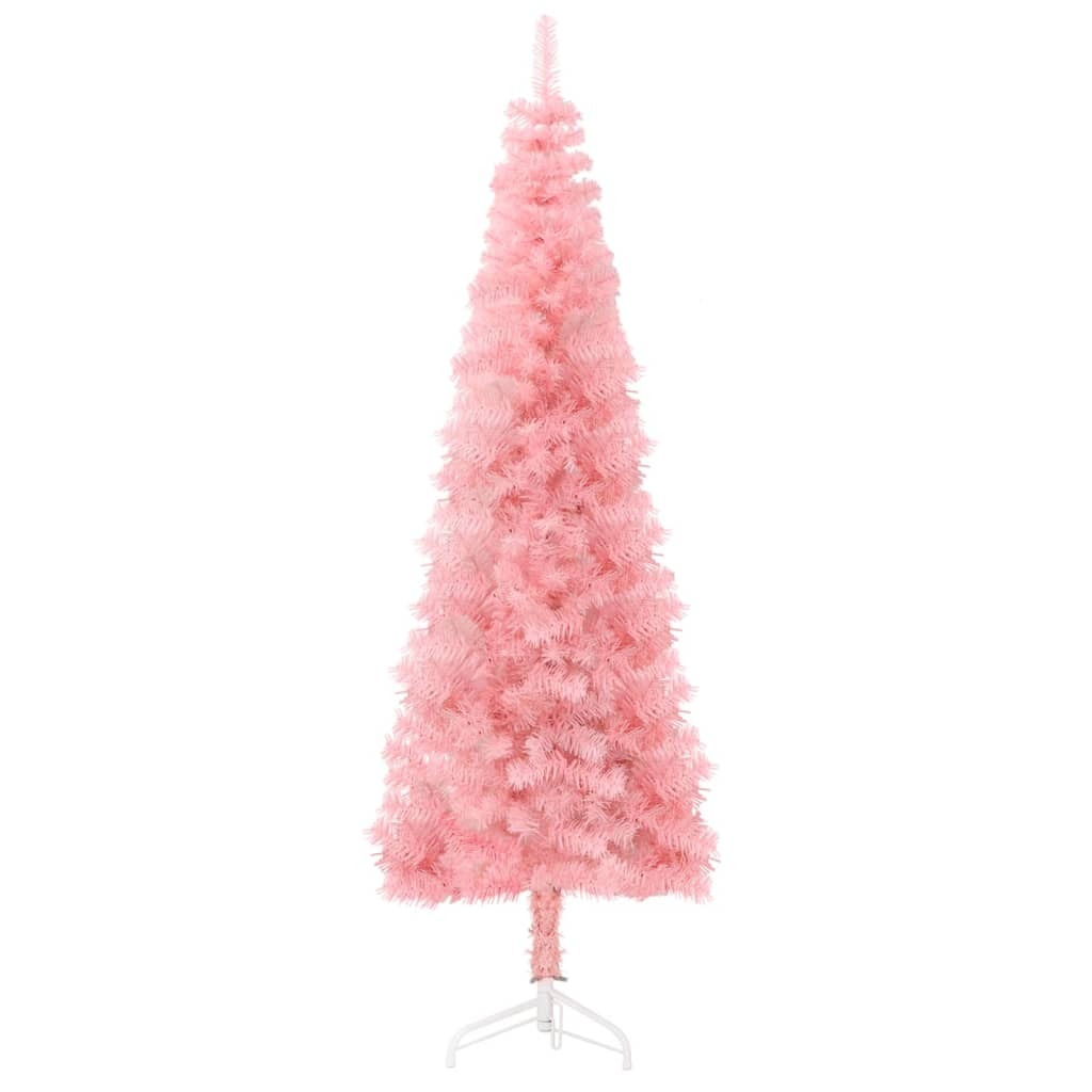 vidaXL Slim Artificial Half Christmas Tree with Stand Pink 180 cm