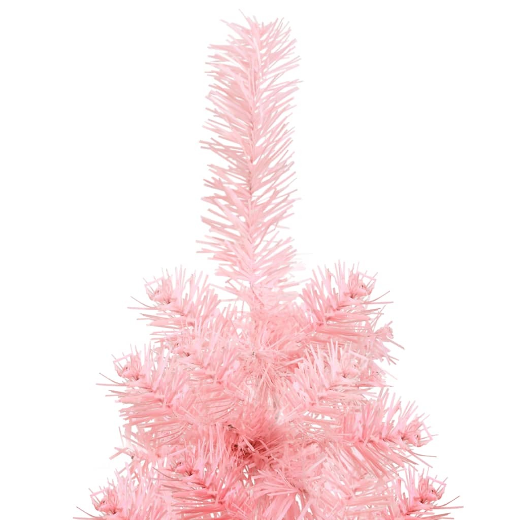 vidaXL Slim Artificial Half Christmas Tree with Stand Pink 180 cm