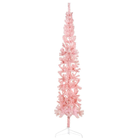 vidaXL Slim Artificial Half Christmas Tree with Stand Pink 210 cm