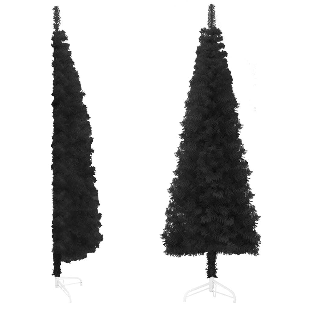 vidaXL Slim Artificial Half Christmas Tree with Stand Black 120 cm