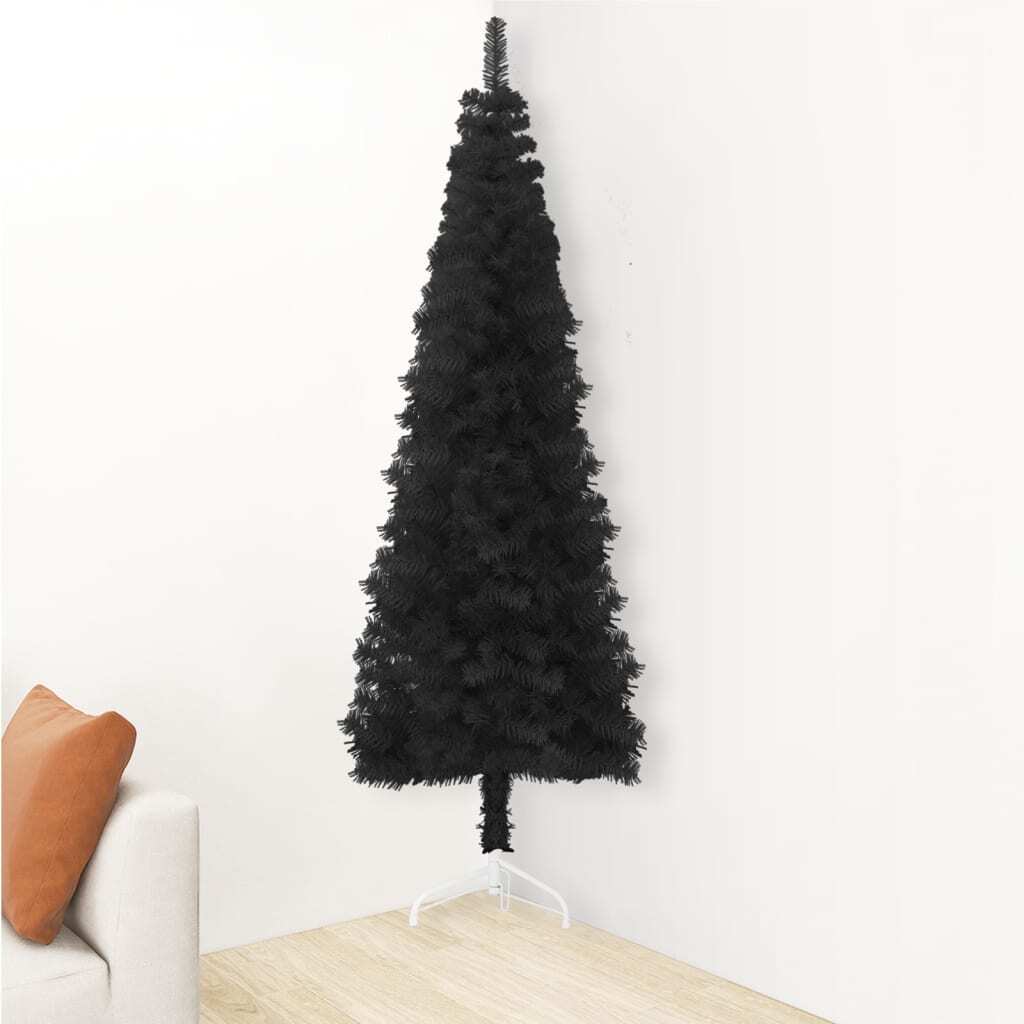 vidaXL Slim Artificial Half Christmas Tree with Stand Black 120 cm