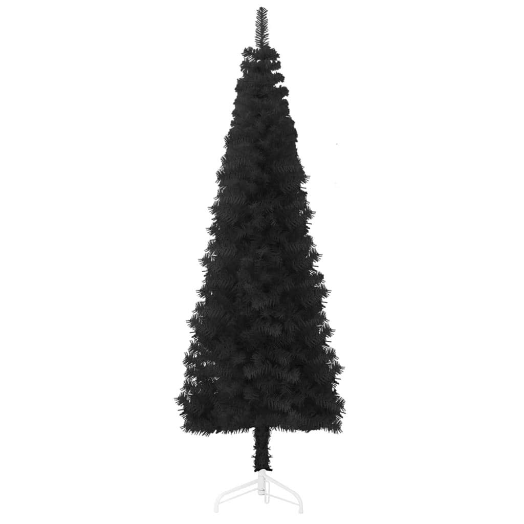 vidaXL Slim Artificial Half Christmas Tree with Stand Black 120 cm