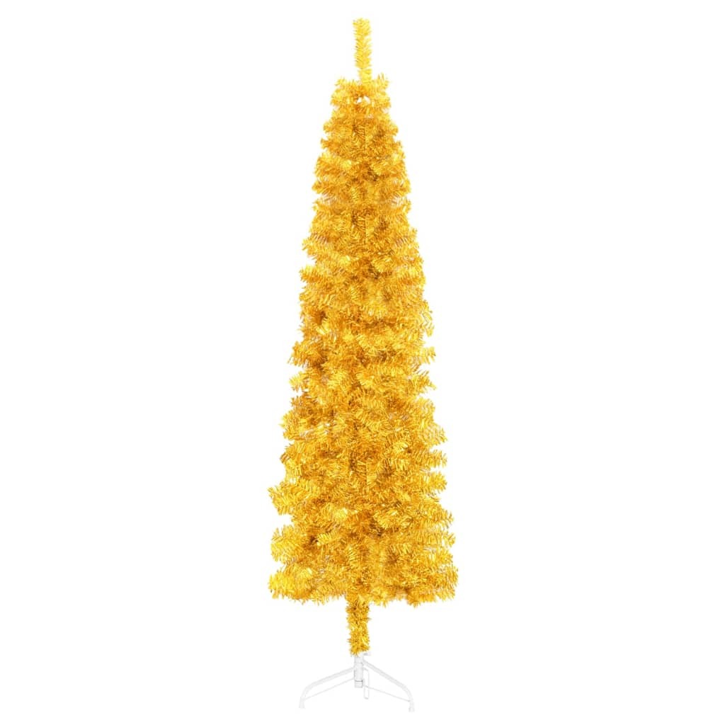 vidaXL Slim Artificial Half Christmas Tree with Stand Gold 180 cm