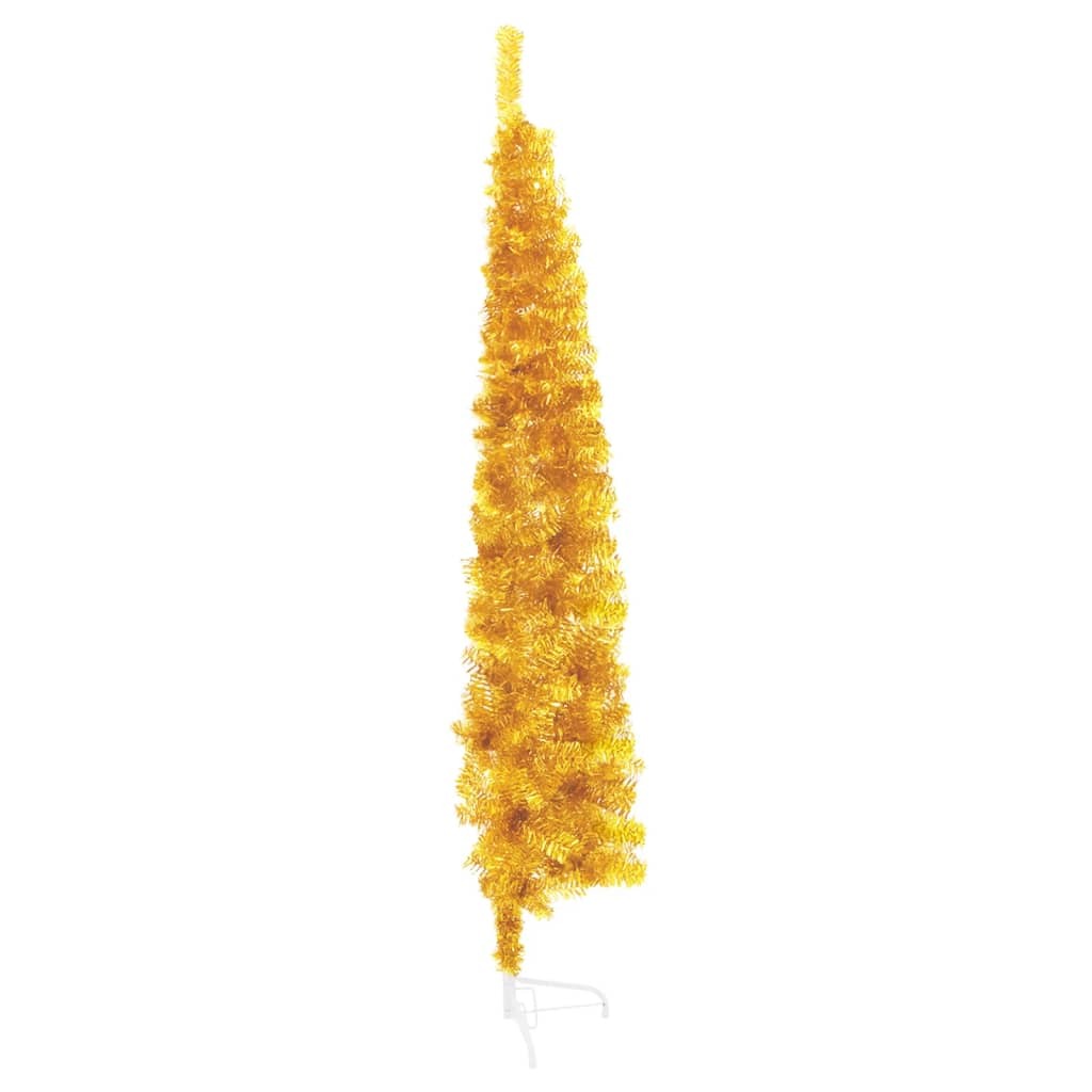 vidaXL Slim Artificial Half Christmas Tree with Stand Gold 180 cm