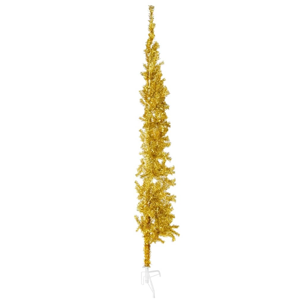 vidaXL Slim Artificial Half Christmas Tree with Stand Gold 210 cm