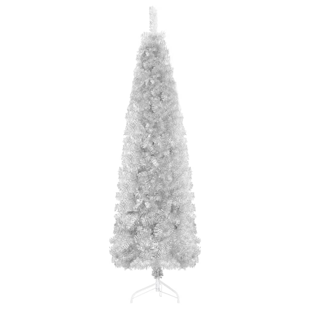 vidaXL Slim Artificial Half Christmas Tree with Stand Silver 120 cm