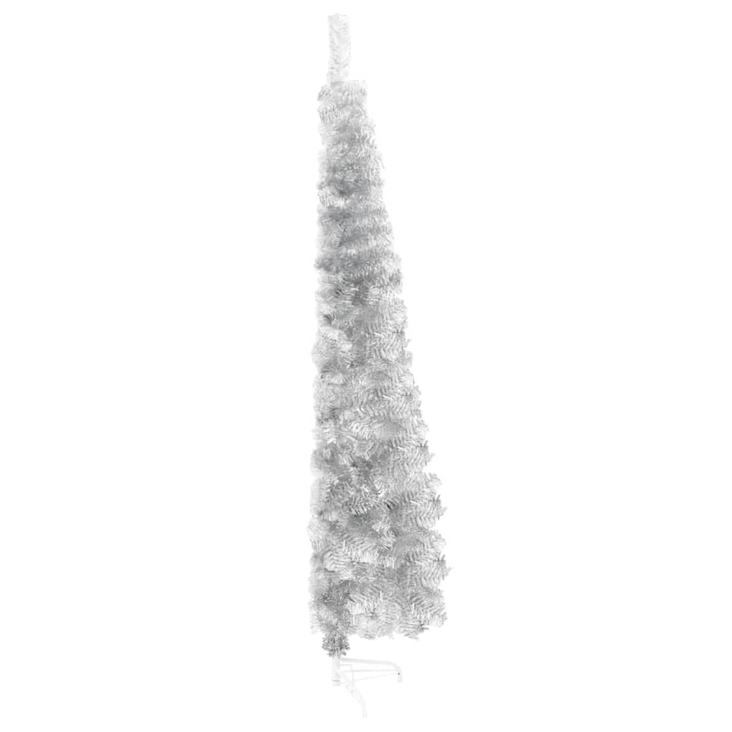 vidaXL Slim Artificial Half Christmas Tree with Stand Silver 120 cm