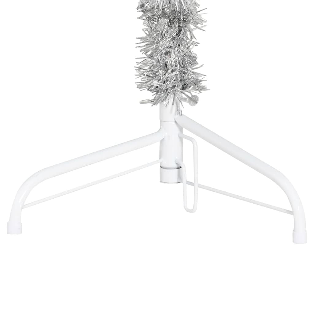 vidaXL Slim Artificial Half Christmas Tree with Stand Silver 120 cm