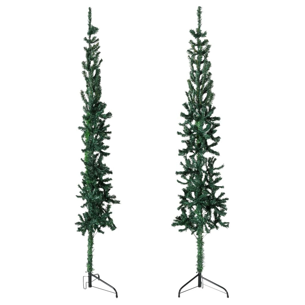 vidaXL Slim Artificial Half Christmas Tree with Stand Green 240 cm