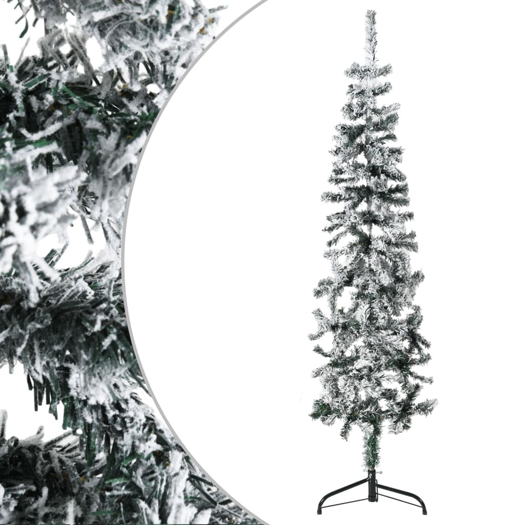 vidaXL Slim Artificial Half Christmas Tree with Flocked Snow 120 cm