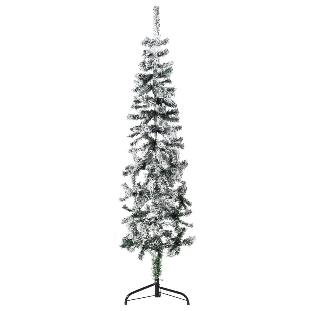 vidaXL Slim Artificial Half Christmas Tree with Flocked Snow 120 cm