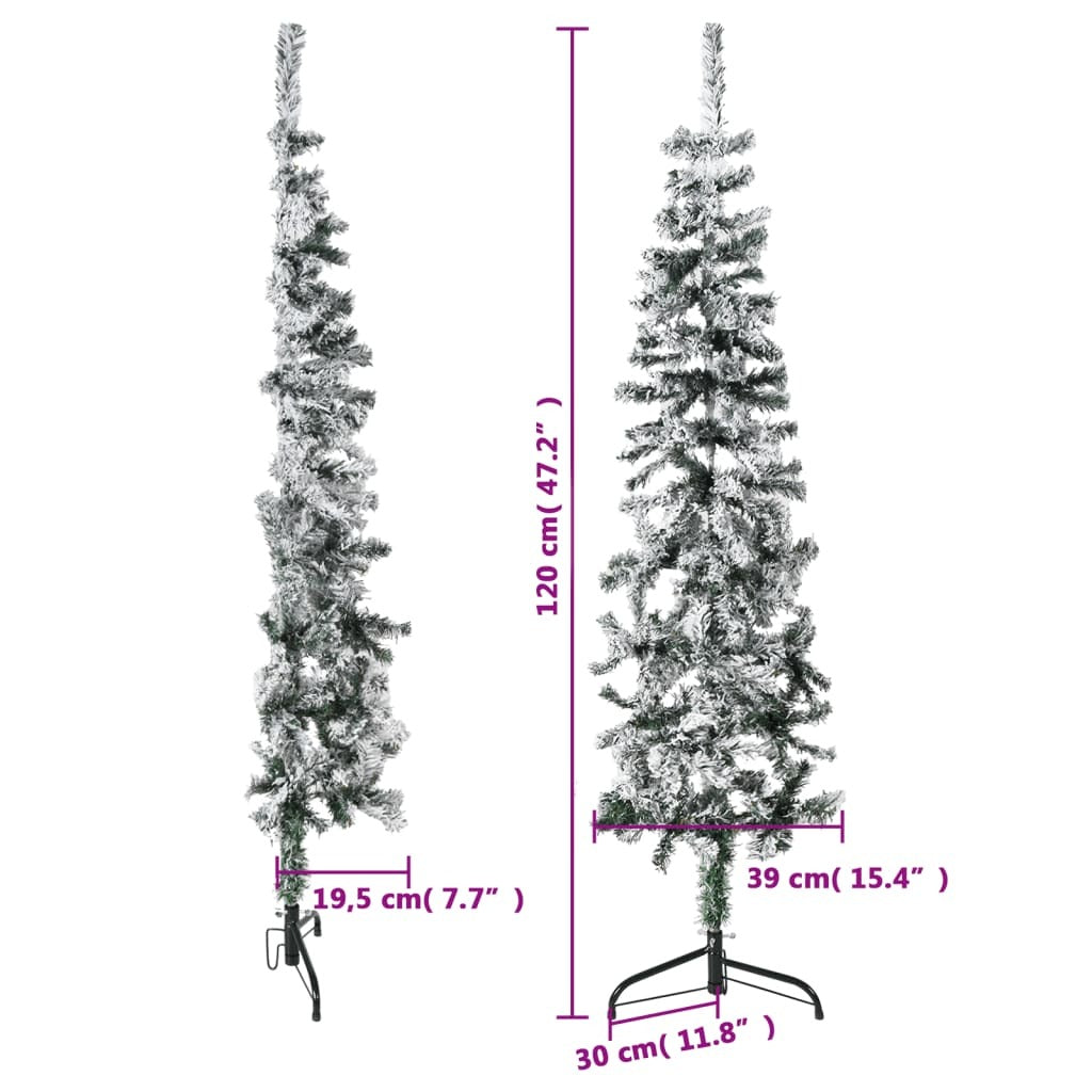 vidaXL Slim Artificial Half Christmas Tree with Flocked Snow 120 cm