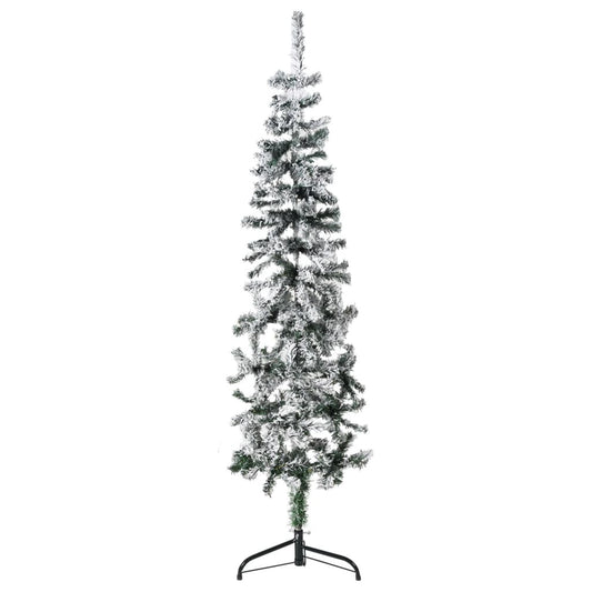 vidaXL Slim Artificial Half Christmas Tree with Flocked Snow 150 cm