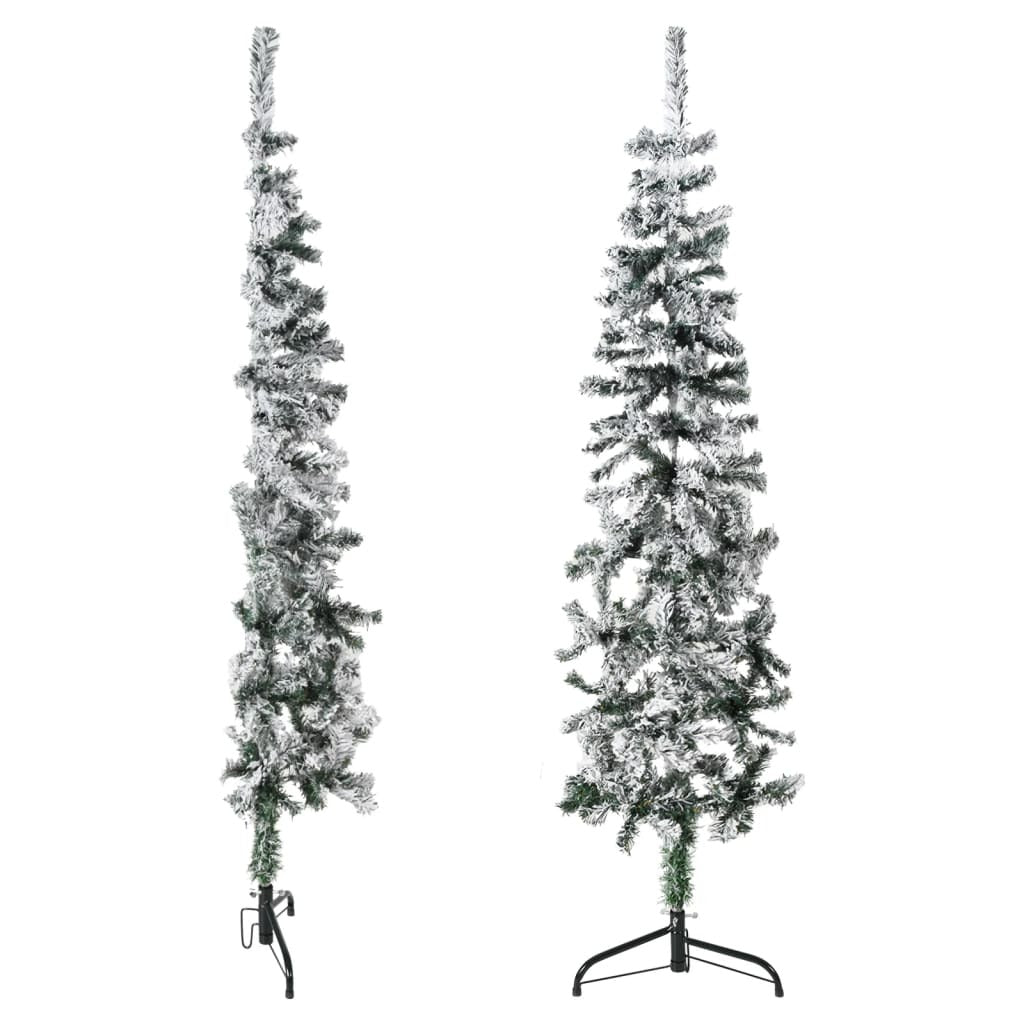 vidaXL Slim Artificial Half Christmas Tree with Flocked Snow 150 cm