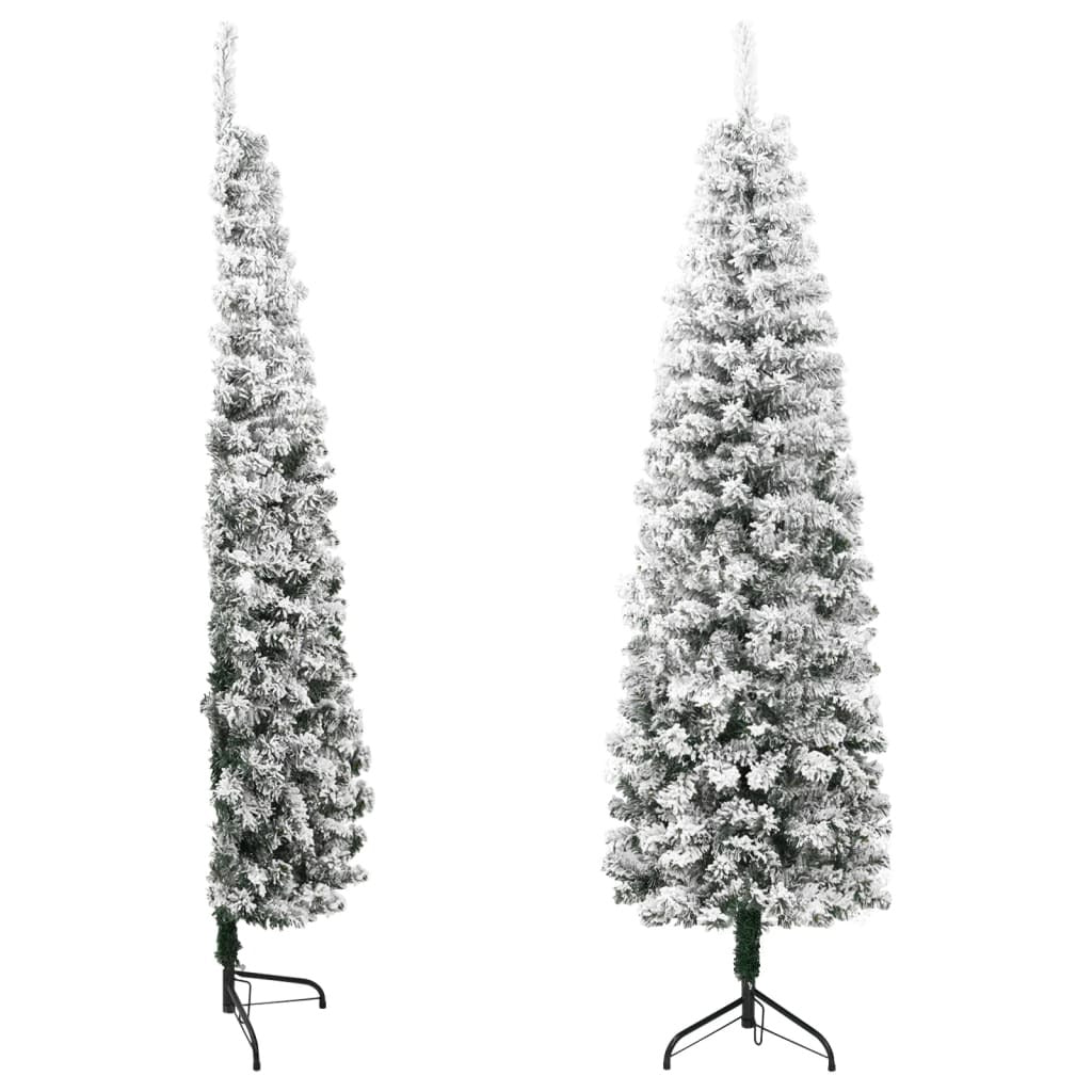 vidaXL Slim Artificial Half Christmas Tree with Flocked Snow 180 cm