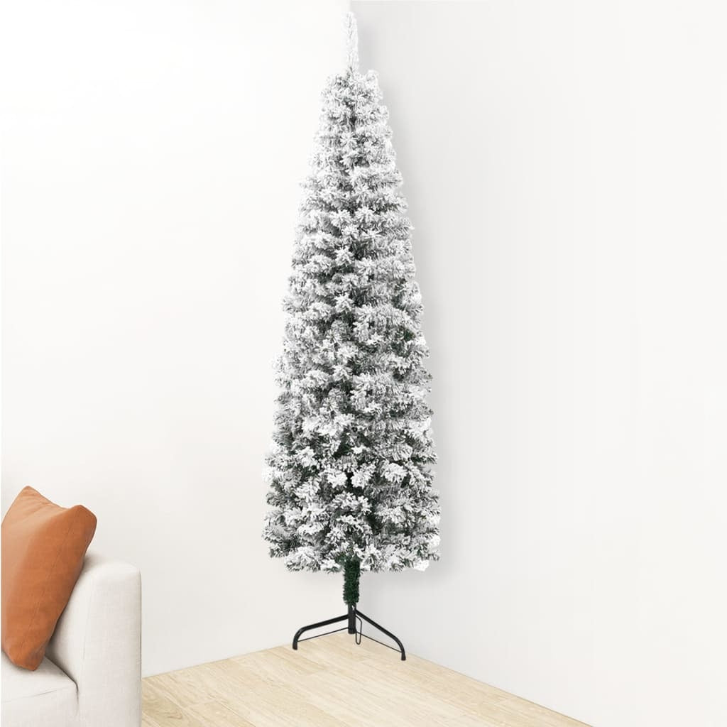 vidaXL Slim Artificial Half Christmas Tree with Flocked Snow 240 cm