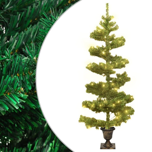 vidaXL Swirl Pre-lit Christmas Tree with Pot Green 120 cm PVC