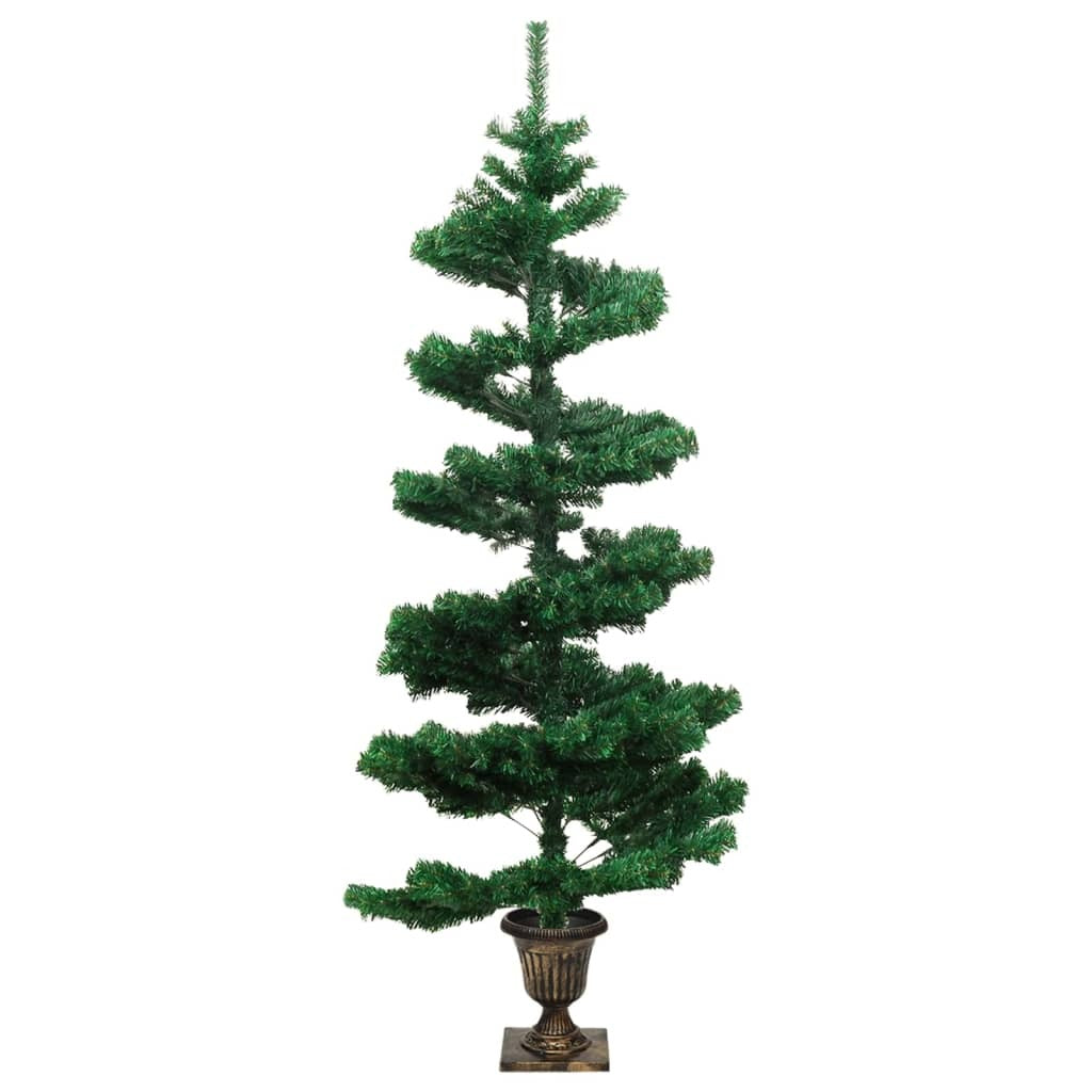 vidaXL Swirl Pre-lit Christmas Tree with Pot Green 120 cm PVC