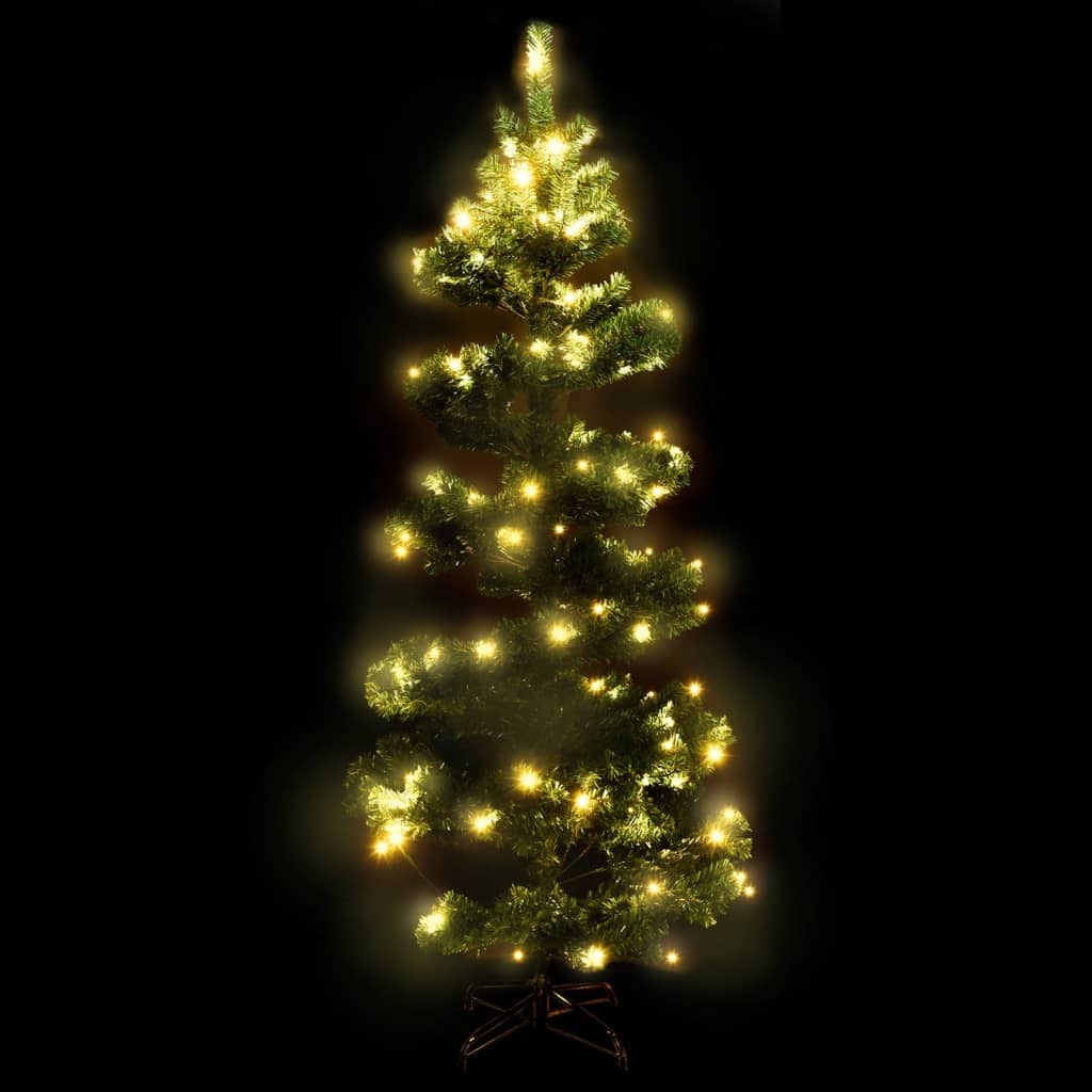 vidaXL Swirl Pre-lit Christmas Tree with Stand Green 150 cm PVC