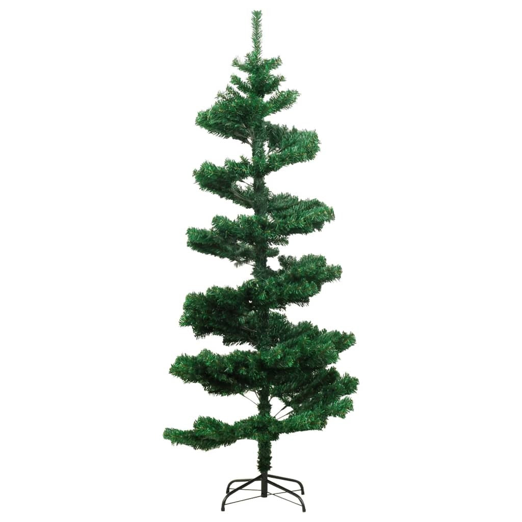 vidaXL Swirl Pre-lit Christmas Tree with Stand Green 150 cm PVC