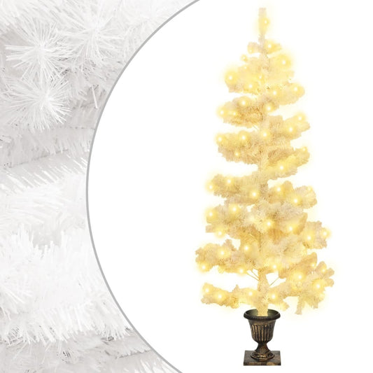 vidaXL Swirl Pre-lit Christmas Tree with Pot White 120 cm PVC