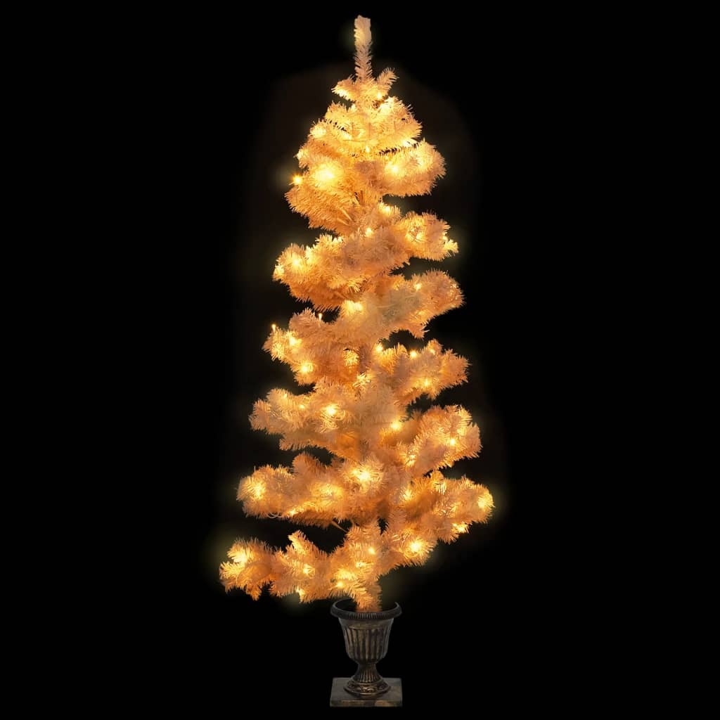 vidaXL Swirl Pre-lit Christmas Tree with Pot White 120 cm PVC