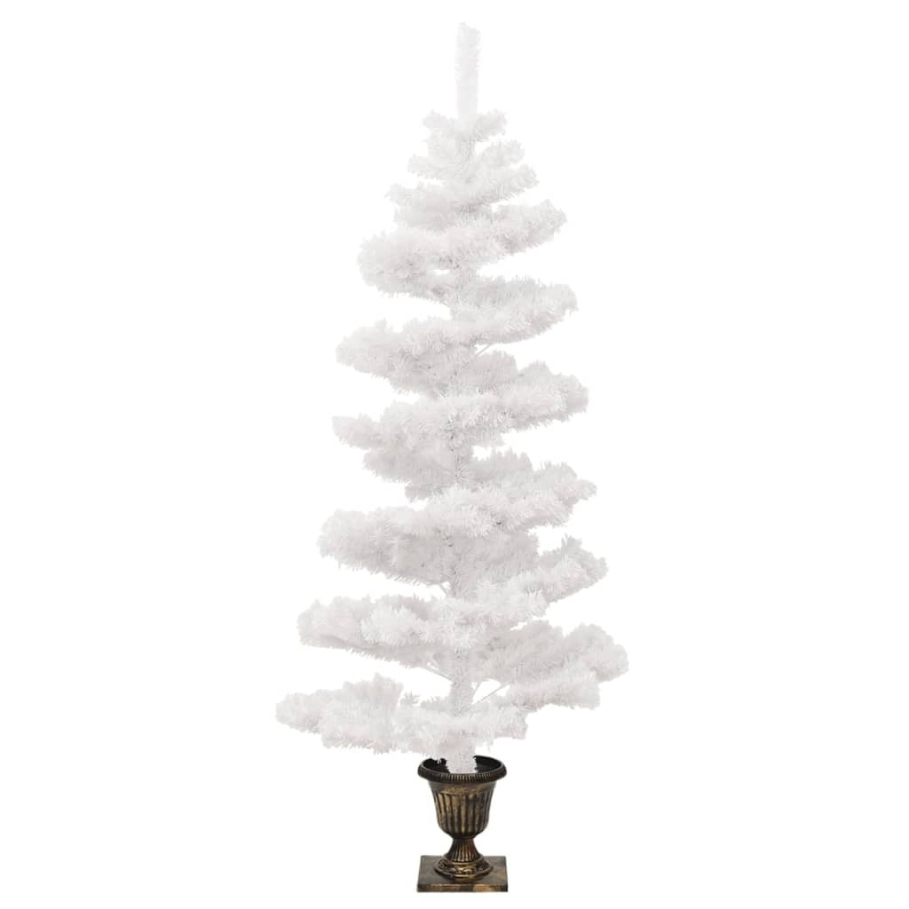 vidaXL Swirl Pre-lit Christmas Tree with Pot White 120 cm PVC