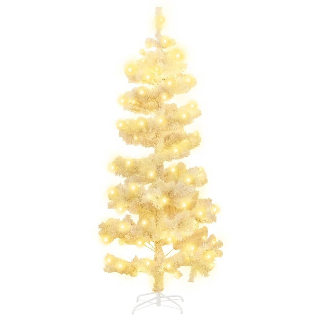 vidaXL Swirl Pre-lit Christmas Tree with Stand White 150 cm PVC