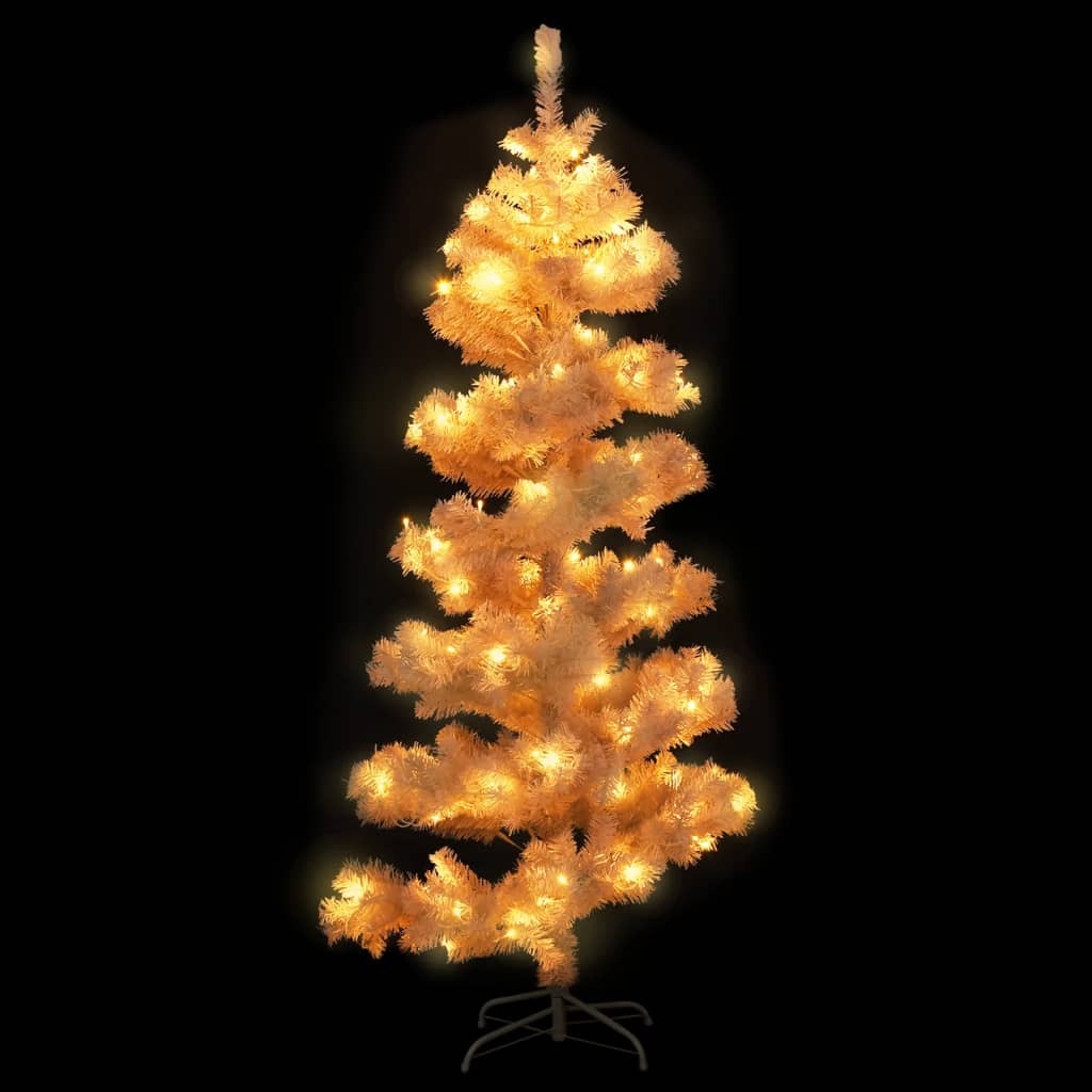 vidaXL Swirl Pre-lit Christmas Tree with Stand White 150 cm PVC