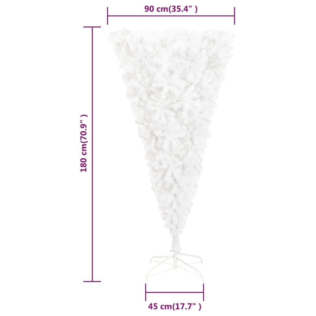 vidaXL Upside-down Artificial Christmas Tree with Stand White 180 cm