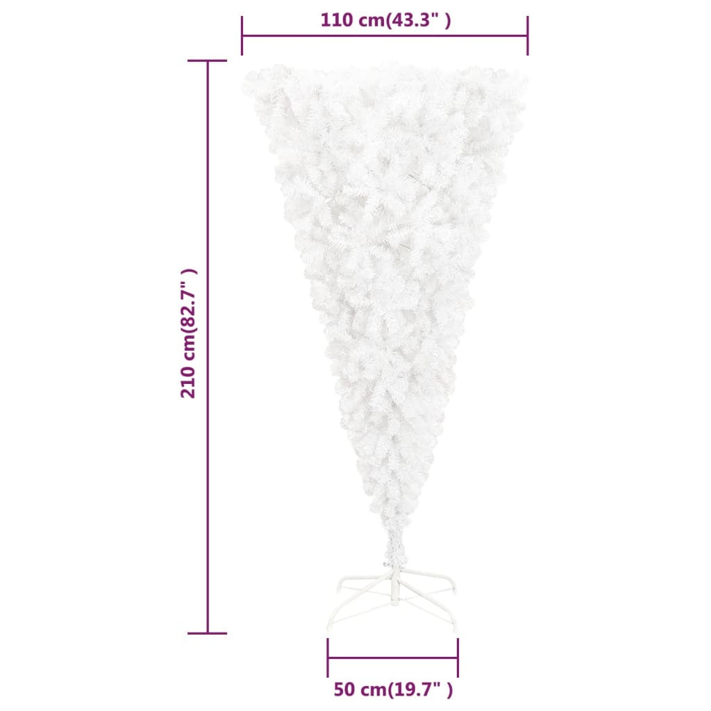 vidaXL Upside-down Artificial Christmas Tree with Stand White 210 cm