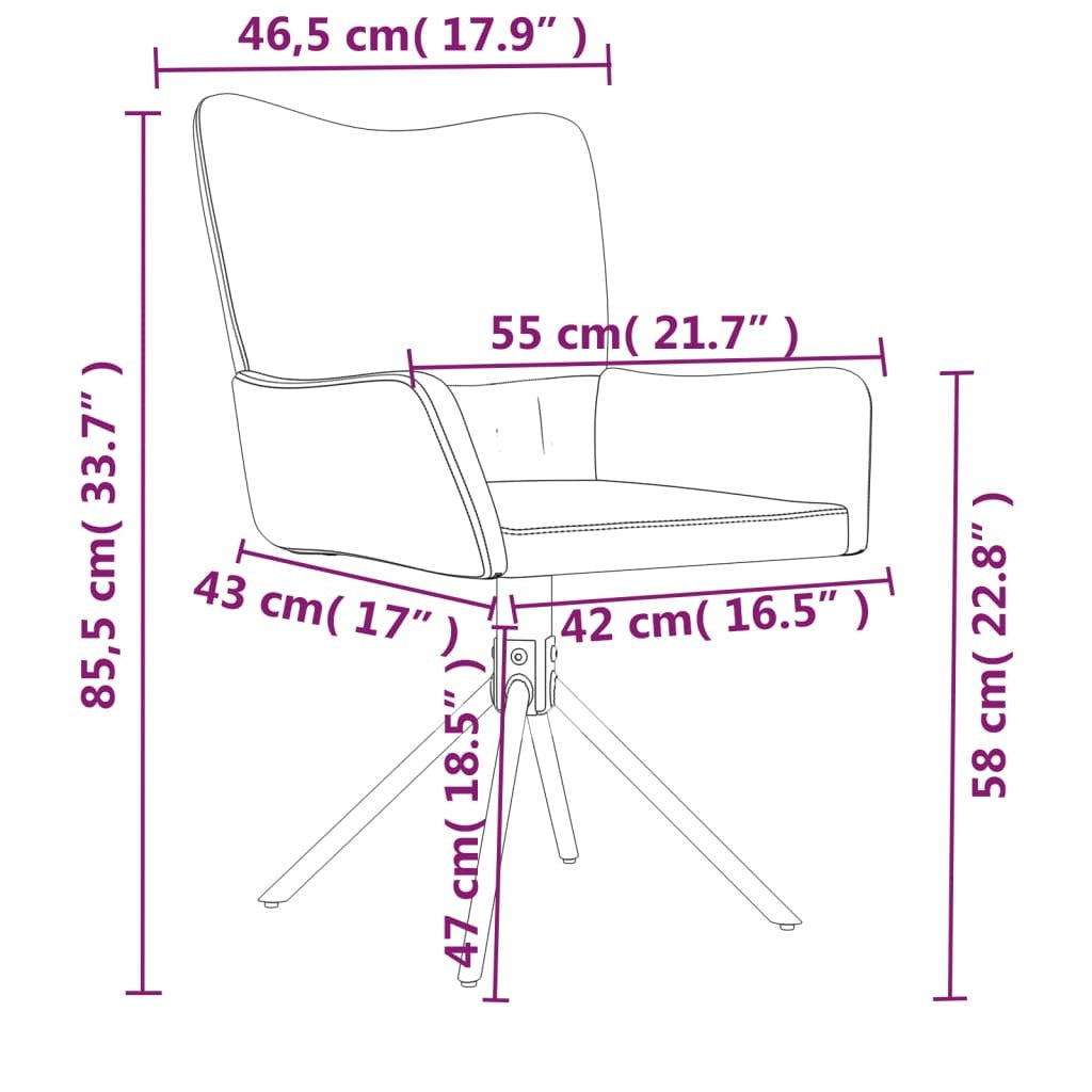 vidaXL Swivel Dining Chairs 2 pcs Dark Grey Velvet