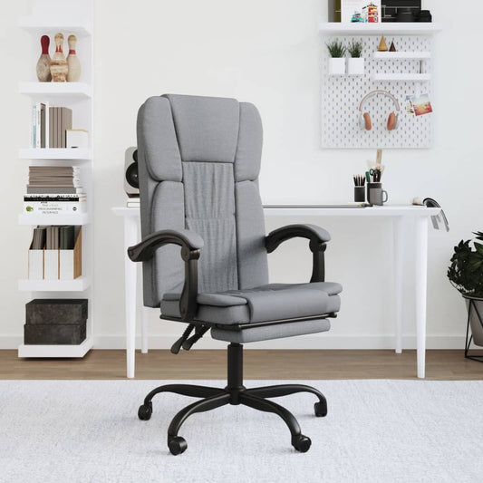 vidaXL Reclining Office Chair Light Grey Fabric