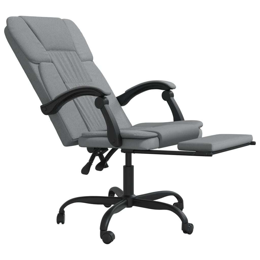 vidaXL Reclining Office Chair Light Grey Fabric