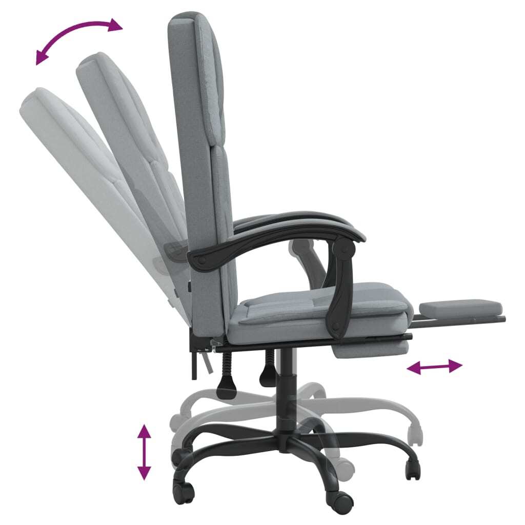 vidaXL Reclining Office Chair Light Grey Fabric