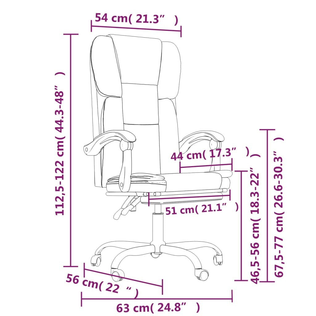 vidaXL Reclining Office Chair Light Grey Fabric