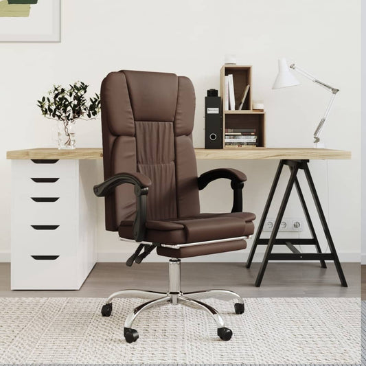 vidaXL Reclining Office Chair Brown Faux Leather