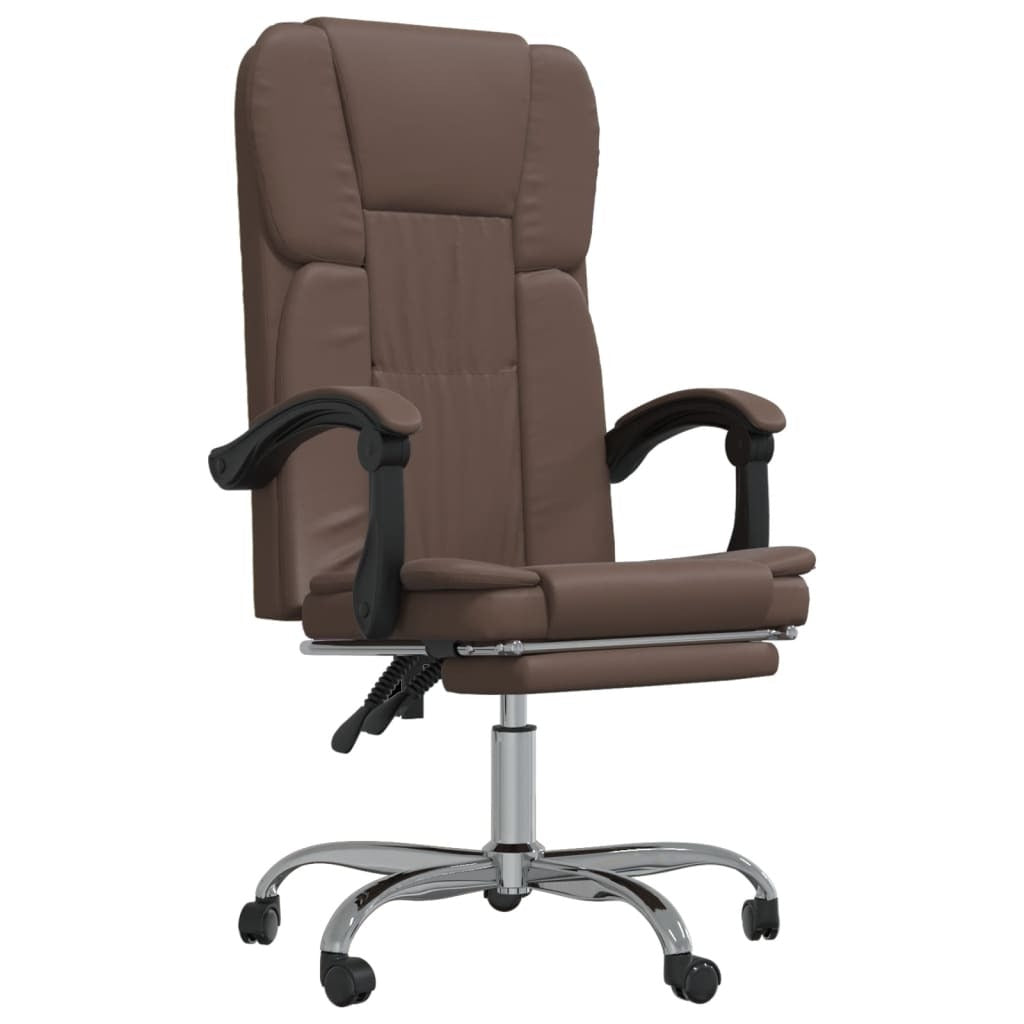 vidaXL Reclining Office Chair Brown Faux Leather