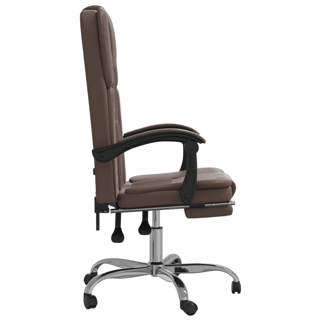 vidaXL Reclining Office Chair Brown Faux Leather