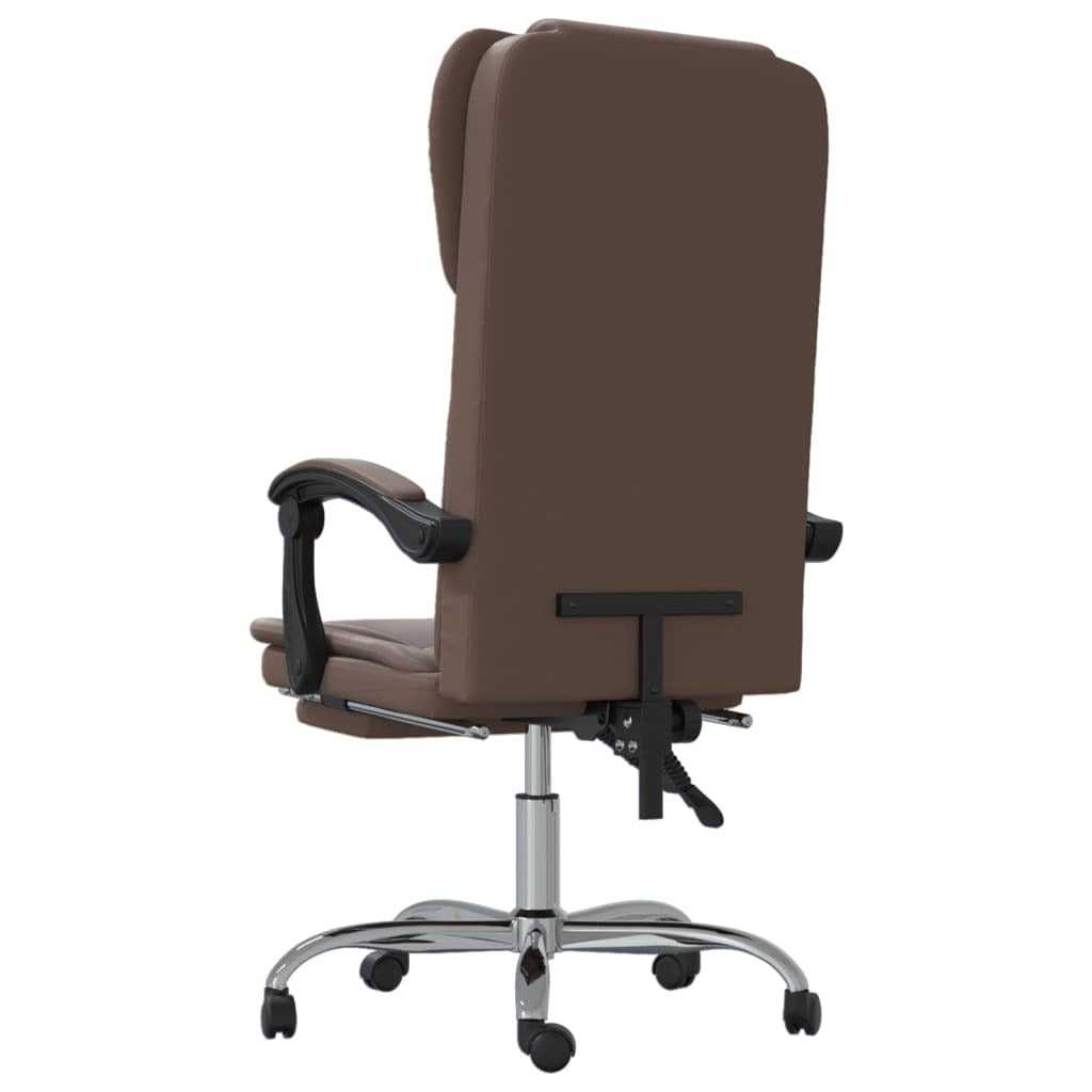 vidaXL Reclining Office Chair Brown Faux Leather