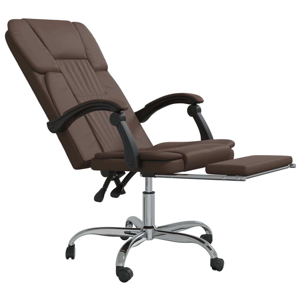 vidaXL Reclining Office Chair Brown Faux Leather