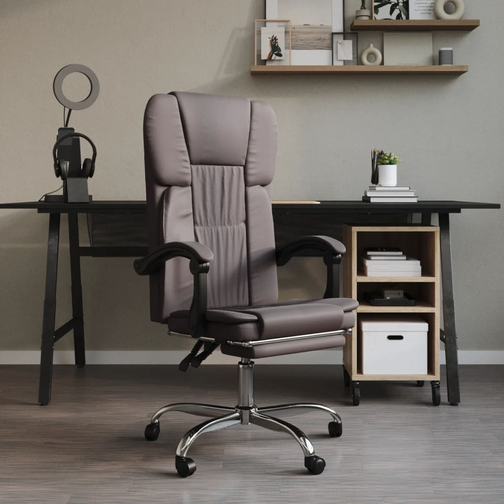 vidaXL Reclining Office Chair Grey Faux Leather