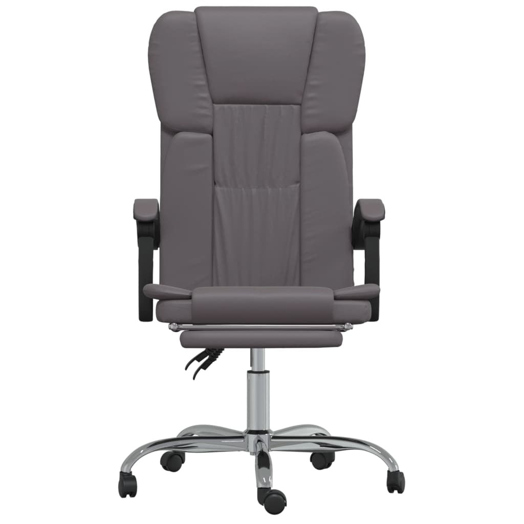 vidaXL Reclining Office Chair Grey Faux Leather